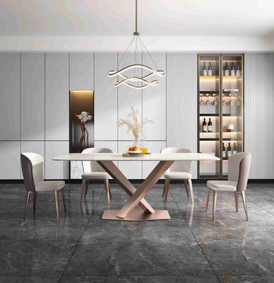 Хорошая цена Ясно x низкопробный роскошный современный железный каркас нержавеющей стали верхней части мрамора обеденных столов 6 8 Seater онлайн