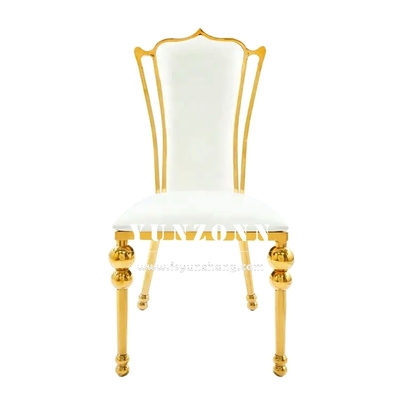 Гостиничный ресторан Gold Luxury Throne Свадебный прием Стул Золотой нержавеющей стали Банкетный стул