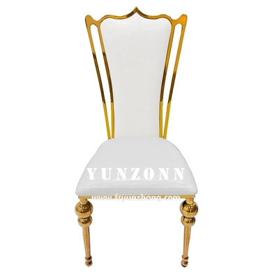 Гостиничный ресторан Gold Luxury Throne Свадебный прием Стул Золотой нержавеющей стали Банкетный стул