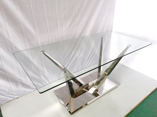 Хорошая цена Стеклянный обеденный стол с 6 обеденными столами камня мрамора нержавеющей стали стульев онлайн