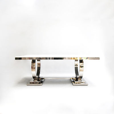 Хорошая цена 2 круга приглаживают современную пользу семьи нержавеющей стали топ-201 мрамора обеденного стола онлайн