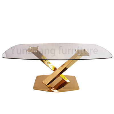 Хорошая цена Мебель основания SS201 прямоугольного обеденного стола дизайна стеклянного верхнего ясная закаленная домашняя онлайн