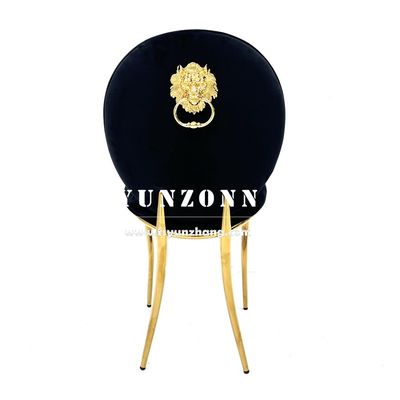 Хорошая цена Оптовый рынок Дубая Золотой стул из нержавеющей стали для банкетов Королевский лев с подлокотником для отеля Роскошный обеденный стул онлайн