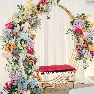 Хорошая цена Золотая нержавеющая сталь рама диван круговой формы дизайн для пар для свадьбы и обеда Удобные столы для обеда онлайн