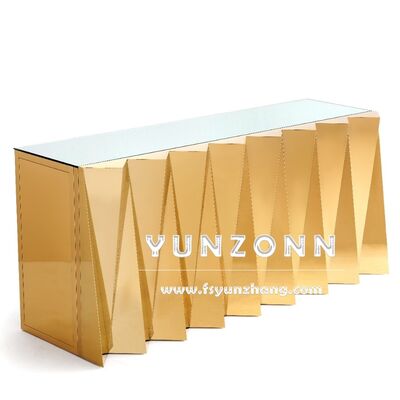 качество Золотая нержавеющая сталь Роскошный рифленый складной свадебный стол для отелей фабрика