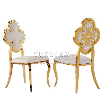 Хорошая цена Luxury Hotel Wedding Four Leaf Clover Back Design Glossy Gold Chair for Marriage Ceremony (Люксовый отель Свадьба Четырехлистная клеверная спинная конструкция Глянцевое золотое кресло для свадебной церемонии) онлайн