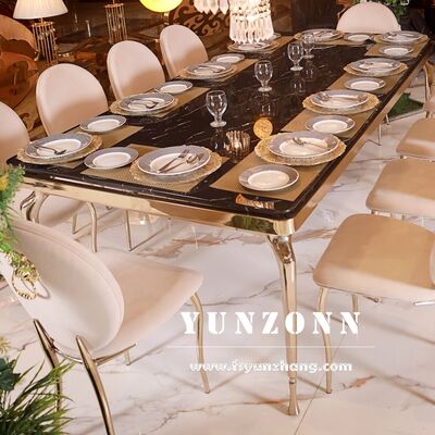 Хорошая цена Производитель Furnistyle, изготовленный на заказ, формальный элегантный мраморный обеденный стол, современный роскошный обеденный стол, свадебная мебель онлайн