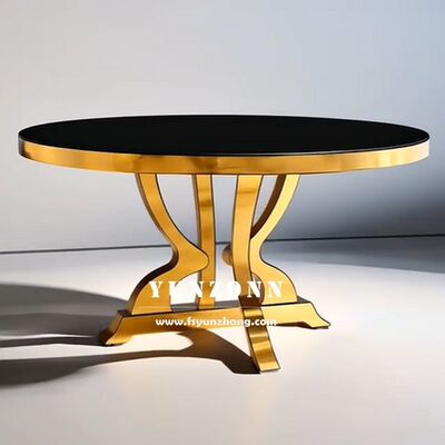 Хорошая цена Новый стиль круглый обеденный стол из нержавеющей стали золотой стол для мероприятий и свадеб для отелей онлайн