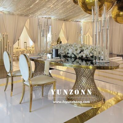 Хорошая цена Элитный обеденный стол из нержавеющей стали овальной формы для банкетных залов отелей, свадеб и мероприятий онлайн