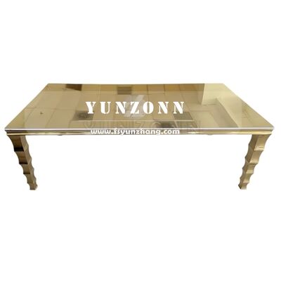 Хорошая цена Прочный прямоугольный банкетный стол для залов, длинный стол Washington Gold Deco, обеденный стол для мероприятий, вечеринок, гостиничная мебель, стекло, металл онлайн