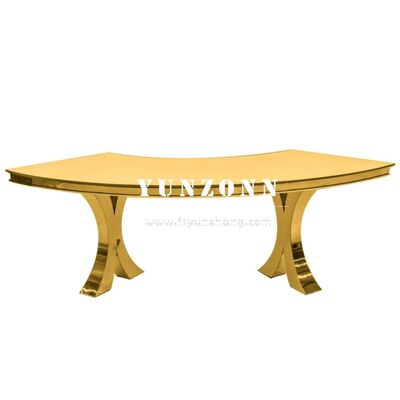 Хорошая цена Современный Золотой Крест X Legs Серпентин S-образный Стекло и металл Свадьба Ужин Банкетный стол для гостиниц на открытом воздухе Мероприятия Вечеринки онлайн