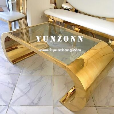 Хорошая цена Овальный журнальный столик для гостиной из нержавеющей стали с золотым зеркалом, элегантный современный дизайн онлайн