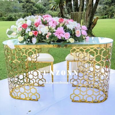 Хорошая цена Горячая Распродажа Роскошный Овальный Стол Современный Нержавеющая Сталь Полый Дизайн для Столовой Открытой Террасы Отеля и Кухни Свадебного Использования онлайн