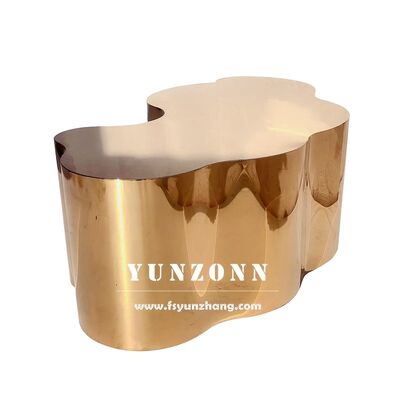 Хорошая цена Современный журнальный столик из нержавеющей стали золотого цвета в стиле ствола дерева, мебель для гостиной, для отеля, столовой, спальни онлайн