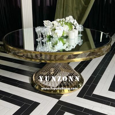 Хорошая цена Современный столик из нержавеющей стали с закаленным стеклом и металлической основой для открытых мероприятий для отелей и свадеб онлайн