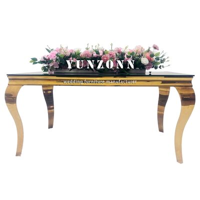 Хорошая цена Оптовая продажа обеденного комплекта в европейском стиле, современный черный закаленный стеклянный стол с нержавеющей сталью для банкетов или отелей онлайн