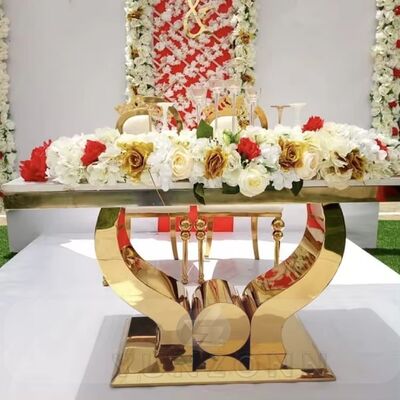 Хорошая цена Современная золотая свадебная столовая мебель из нержавеющей стали для банкетов Мероприятия Гостиницы Вечеринки Ужин Гостиные Комнаты Для наружного использования онлайн