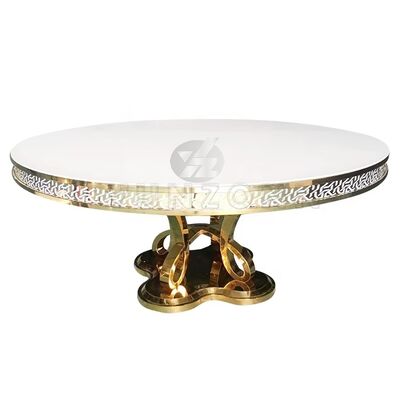 Хорошая цена Современный роскошный МДФ/стеклянный обеденный стол из нержавеющей стали для гостиничной мебели на открытом воздухе Свадьбы Банкеты онлайн