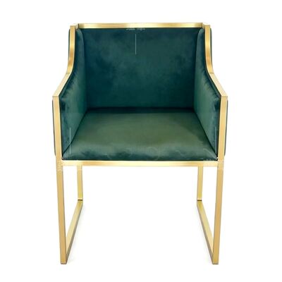 Хорошая цена Наружный сад Ресторан Гостиница Банкет Столовая Мебель Золотая Нержавеющая сталь Ноги Ткань Бархат Тёмно-зеленый Свадебные стулья онлайн