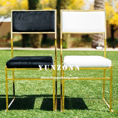 Хорошая цена Дешевые гостиничные мероприятия Мебель для вечеринок ПУ / бархат / ткань Подушка Золотая из нержавеющей стали Свадебные столы онлайн