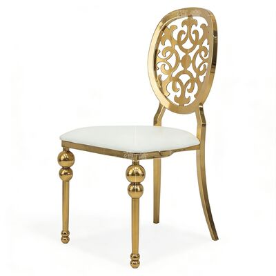 Хорошая цена Европейский роскошный обеденный стул Современный дизайн Нержавеющая сталь Кожа Искусственная кожа Прочный для уличных банкетов Ресторанов онлайн