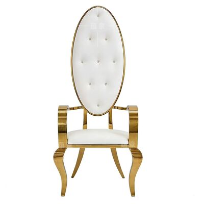 Хорошая цена Роскошная кожа из нержавеющей стали прочная на открытом воздухе современная высокая спина банкетный зал невеста свадьба вилла стул для вечеринки гостиница онлайн