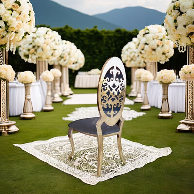 Хорошая цена Роскошные классические стулья с высокой спиной столовые стулья из золотого нержавеющего стали Рама резковая цветочная спина для свадеб Апартаменты Гостиницы Мероприятия онлайн