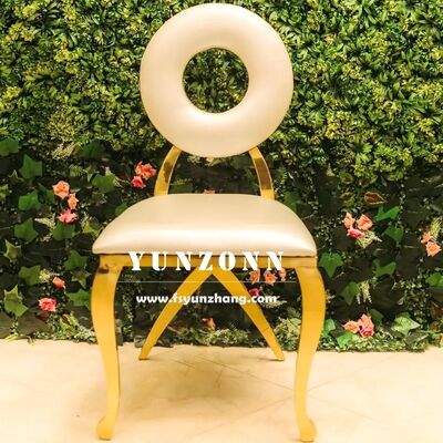 Хорошая цена Высококачественный современный золотой обеденный стул с круглой спинкой из нержавеющей стали для банкетов и ресторанов онлайн