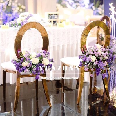 Хорошая цена Hot Sale Modern Style Gold Ring Back Chair for Marriage Wholesale Price Stainless Steel Banquet Furniture for Hotels (Стальная стальная банкетная мебель для отелей) онлайн