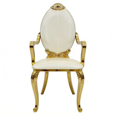 Хорошая цена Современный роскошный золотой из нержавеющей стали прочный высокий спинной столовой тронный стул для отелей Внешнее использование квартиры онлайн