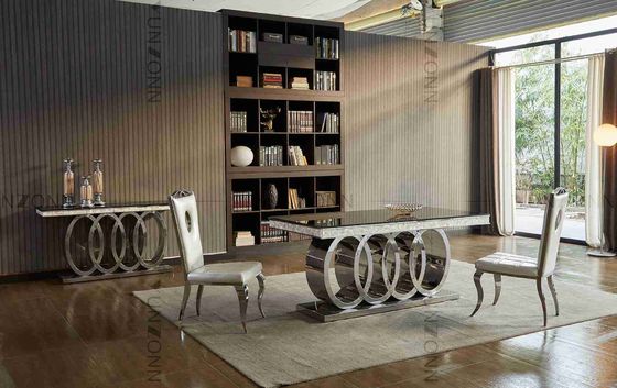 Хорошая цена Обеденный стол L200xW100xH75cm тяжелых обеденных столов основания роскошных современных черный стеклянный верхний онлайн